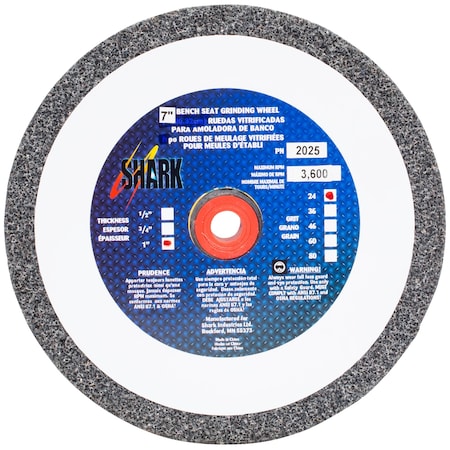 Shark Industries 7-in. x 1-in. x 1-in. Bench Seat Grinding Wheel 24 Grit, Aluminum Oxide 2025